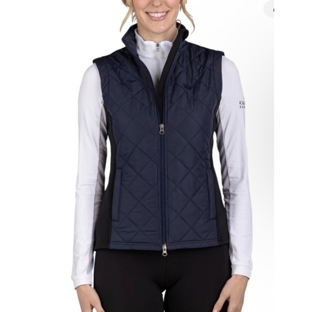 NWT $119 Kastel Denmark Women's XL Lightweight Quilted Vest Full Zip Navy Black